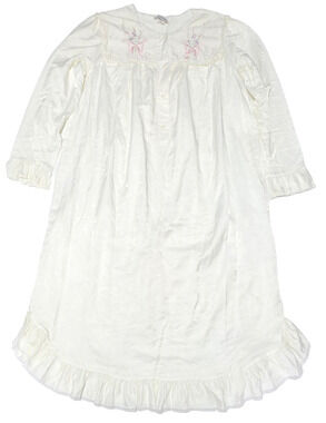 VTG Character Cuddleskin Nightgown Womens Large Beige Floral Embroidered Lace